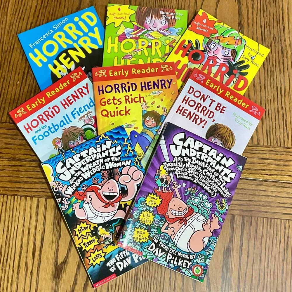 Young Children's Chapter Book Sets: 6 Horrid Henry and 2 Captain Underpants